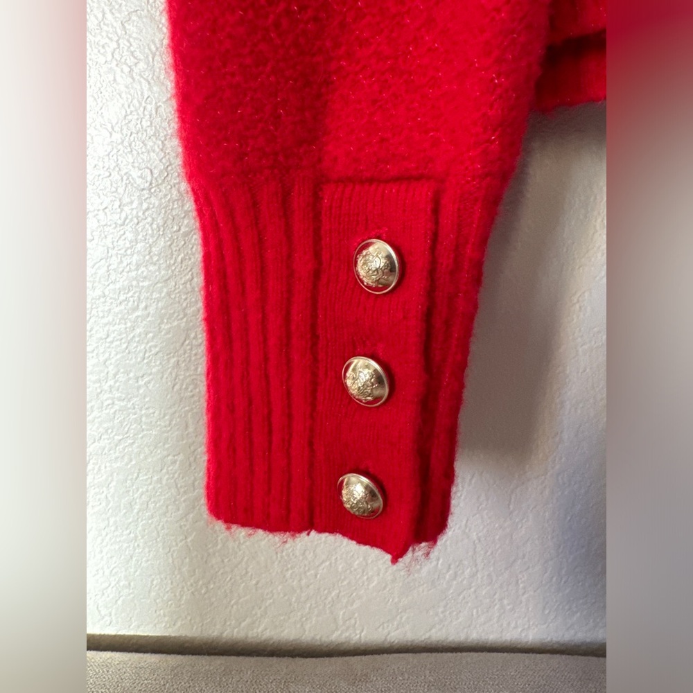 J.Crew • M • Odette Sweater Lady Jacket • Merino Wool, Alpaca, Acrylic• RED - Picture 10 of 11